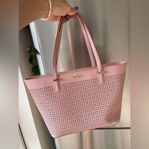 Kate Spade Pink Laser Dot Cut Tote Shoulder Bag
